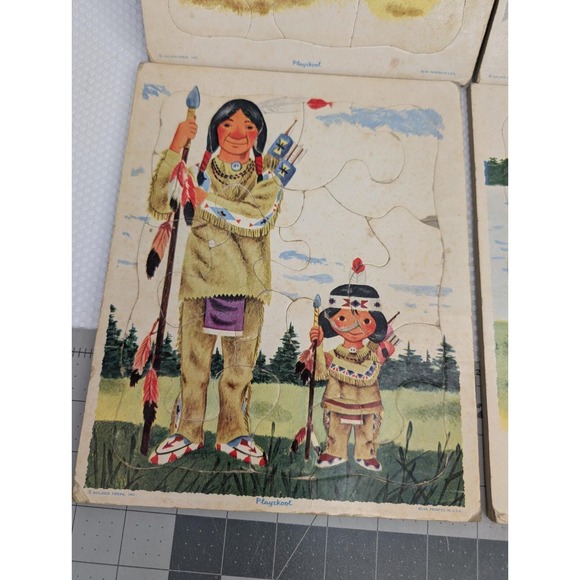 Playskool Golden Press Indian Tray Puzzle Lot of 4 - Picture 5 of 9